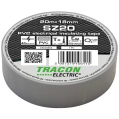   Tracon 20m×18mm, PVC, 0-90°C, 40kV/mm SZ20 Szigetelőszalag, szürke 5997374106115