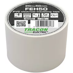   Tracon 20m×50mm, PVC, 0-90°C, 40kV/mm FEH50 Szigetelőszalag, fehér 5997374106177