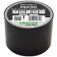   Tracon 20m×50mm, PVC, 0-90°C, 40kV/mm FEK50 Szigetelőszalag, fekete 5997374106146