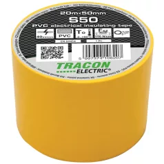   Tracon 20m×50mm, PVC, 0-90°C, 40kV/mm S50 Szigetelőszalag, sárga 5997374106207
