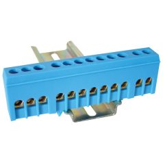   Tracon 230/400VAC, 63A, 6×9mm, 12P, IP20 NPE-ZB Szigetelt földelősín (N/PE), zárt, kék 5997374178686