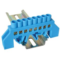   Tracon 230/400VAC, 63A, 6×9mm, 8P, IP20 NPE-B6-8 Szigetelt földelősín (N/PE), kék 5997374178723