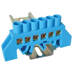   Tracon 230/400VAC, 100A, 8×12mm, 6P, IP20 NPE-B8-6 Szigetelt földelősín (N/PE), kék 5997374178730