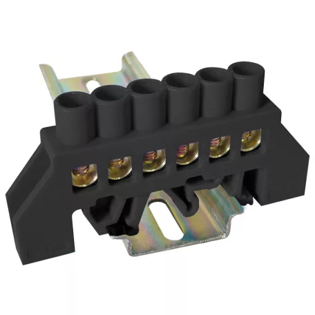 Tracon 230/400VAC, 100A, 8×12mm, 6P, IP20 NPE-BK8-6 Szigetelt földelősín (N/PE), fekete 5997374223829