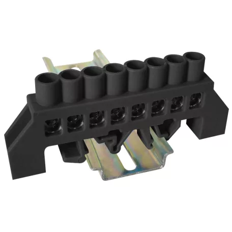 Tracon 230/400VAC, 100A, 8×12mm, 8P, IP20 NPE-BK8-8 Szigetelt földelősín (N/PE), fekete 5997374223836