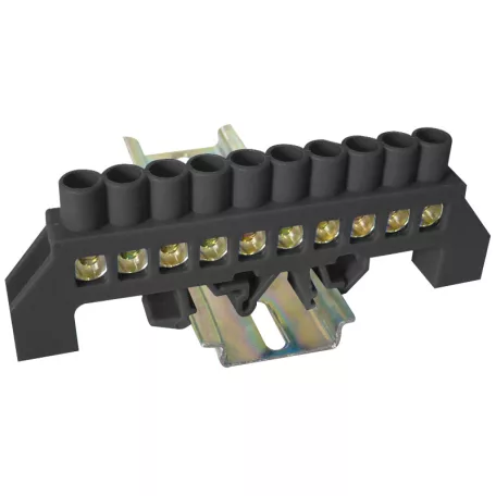 Tracon 230/400VAC, 100A, 8×12mm, 10P, IP20 NPE-BK8-10 Szigetelt földelősín (N/PE), fekete 5997374223799