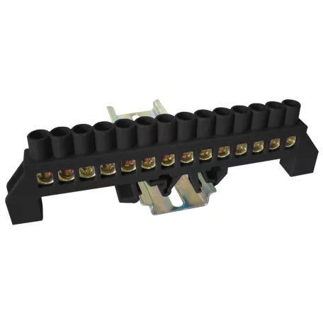 Tracon 230/400VAC, 100A, 8×12mm, 14P, IP20 NPE-BK8-14 Szigetelt földelősín (N/PE), fekete 5997374223812