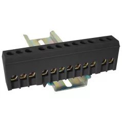   Tracon 230/400VAC, 63A, 6×9mm, 12P, IP20 NPE-ZBK Szigetelt földelősín (N/PE), fekete 5997374223843