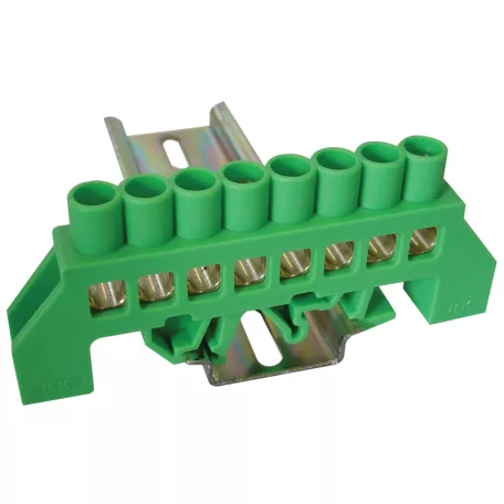 Tracon 230/400VAC, 100A, 8×12mm, 8P, IP20 NPE-G8-8 Szigetelt földelősín (N/PE), zöld 5997374178822