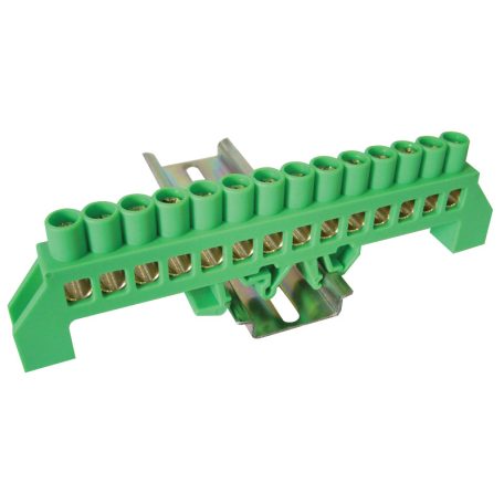 Tracon 230/400VAC, 100A, 8×12mm, 14P, IP20 NPE-G8-14 Szigetelt földelősín (N/PE), zöld 5997374178853