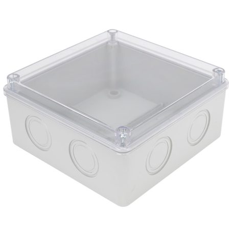Tracon 150×150×70mm, IP55 MED15157T Elektronikai doboz, világos szürke, átlátszó fedéllel 5997374168298