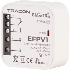   Tracon 230 V, 50 Hz, 1x5 A, 1NO/NC, 868.32 MHz EFPV1 Rádiós jelvevő egység, szerelvénydobozba, 1 csatornás 5997374192071