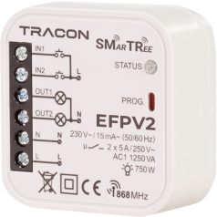   Tracon 230 V, 50 Hz, 2x5 A, 2 NO, 868.32 MHz EFPV2 Rádiós jelvevő egység, szerelvénydobozba, 2 csatornás 5997374192101