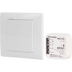   Tracon 230 V, 50 Hz, 5 A, 1 NO/1 NC, 868.32 MHz EFSV1 Vezeték nélküli vezérlő készlet, 1 csatornás, fali nyomógomb 5997374192620