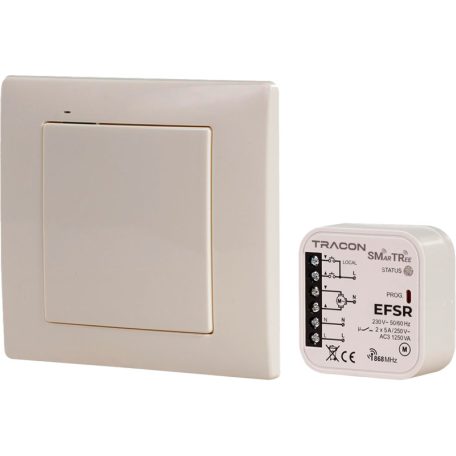 Tracon 230 V, 50 Hz, 2x5 A, 2 NO, 868.32 MHz EFSR Vezeték nélküli zsaluvezérlő készlet, 1 csatornás 5997374192606