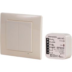   Tracon 230 V, 50 Hz, 2x5 A, 2 NO, 868.32 MHz EFSV2 Vezeték nélküli vezérlő készlet, 2 csatornás, fali nyomógomb 5997374192613