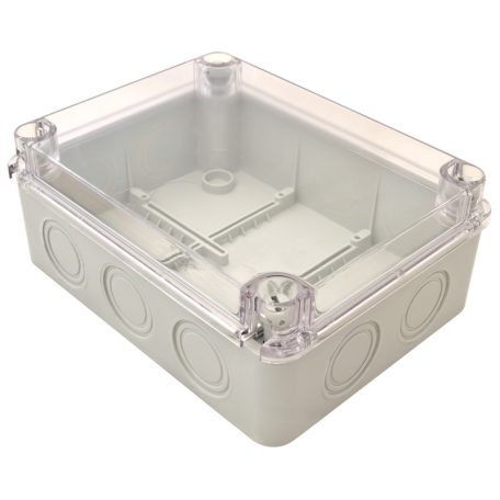 Tracon 190×145×80, IP67 MED19148T Elektronikai doboz, világos szürke, átlátszó fedéllel 5997374202046
