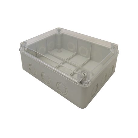 Tracon 250×200×90, IP67 MED25209T Elektronikai doboz, világos szürke, átlátszó fedéllel 5997374202053