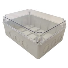   Tracon 310×230×130, IP67 MED312313T Elektronikai doboz, világos szürke, átlátszó fedéllel 5997374202060