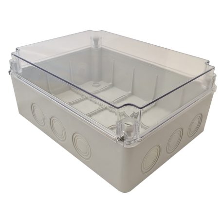 Tracon 310×230×130, IP67 MED312313T Elektronikai doboz, világos szürke, átlátszó fedéllel 5997374202060