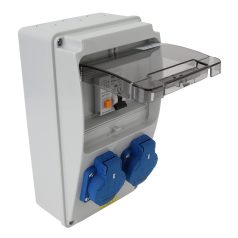   Tracon Prot.:RCBO,Out:2×SCHUKO TDB02-6MV Csatlakozó doboz védelemmel, vezetékezett, készre szerelt 5997374203944