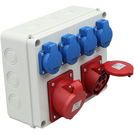 Tracon Out:4×SCHUKO+1×16A(3P+N+E)+1×32A(3P+N+E) TDB08-0M Csatlakozó doboz, védelem nélkül 5997374204033