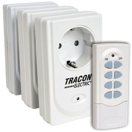 Tracon 230VAC, 50Hz, 3600W, IP20, 433,92MHz RCS13 Távkapcsolós csatlakozóaljzat, 3 aljzat, 1 távírányító 5997374215855