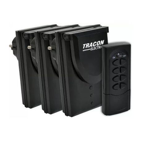 Tracon 230VAC, 50Hz, 3600W, IP44, 433,92MHz RCS13-IP Távkapcsolós csatlakozóaljzat, 3aljzat, 1 távírányító, IP44 5997374215862