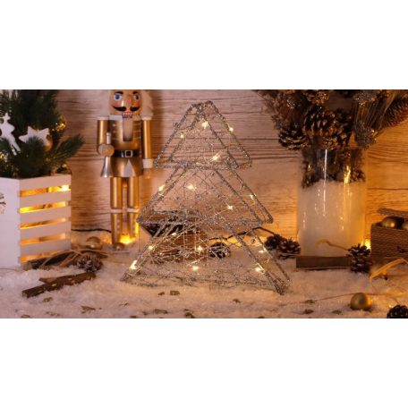 Tracon Timer 6+18h,15LED, 3000K, 2xAA CHRTRG15SWW LED karácsonyi fenyő, ezüst, fém, elemes (X22037) 5997374227414
