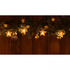   Tracon Timer 6+18h,10LED, 3000K, 2xAA CHRSTSTPW10WW LED karácsonyi lánc, csillag,feliratos, fehér,elemes(X22054) 5997374227339