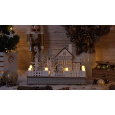   Tracon Timer 6+18h,12LED, 3000K, 2xAA CHRWHW12WW LED karácsonyi házikó, fa, fehér, elemes (X22080) 5997374227575