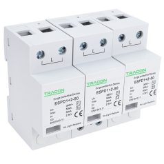   Tracon Uc:385V; Iimp:50kA; In:50kA; Imax:160kA; Up:2,5kV; 3P ESPD1+2-50-3P T1+T2 AC típusú túlfeszültséglevezető, egybeépített 5997374222440