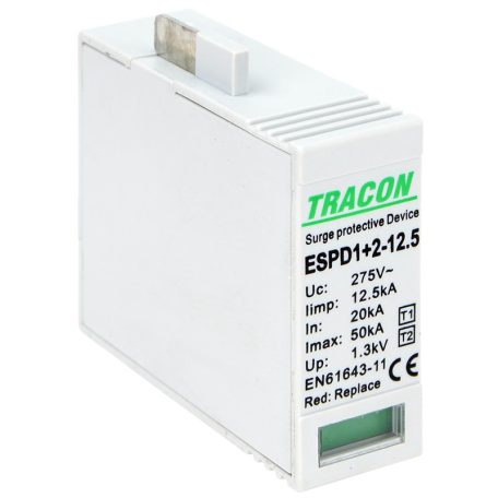 Tracon Uc:275V, Iimp:12,5kA, In:20kA, Imax:50kA, Up:1,3kV ESPD1+2-12.5MO T1+T2 AC típusú túlfeszültséglevezető betét 12.5 M 5997374233743