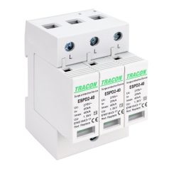   Tracon Uc:275V; In:20kA; Imax:40kA; Up:1,3kV; 3P ESPD2-40-3P T2 AC típusú túlfeszültség levezető, cserélhető betéttel 5997374222563