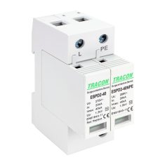   Tracon Uc:275/255V; In:20kA; Imax:40kA; Up:1,3/1,5kV; 1+1P ESPD2-40-1+1P T2 AC típusú túlfeszültség levezető, cserélhető betéttel 5997374222525