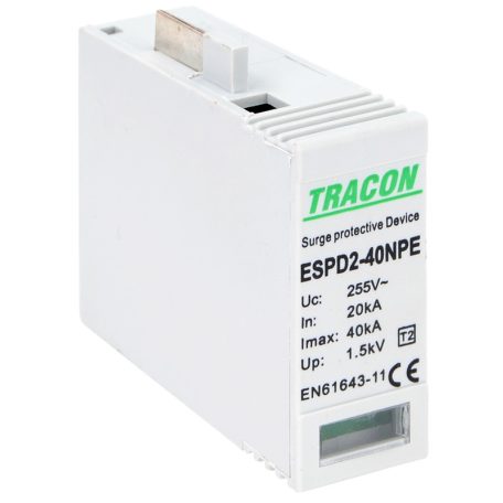Tracon Uc:275/255V; In:20kA; Imax:40kA; Up:1,3/1,5kV ESPD2-40NPE T2 AC típusú túlfeszültség levezető betét 40 NPE 5997374222594