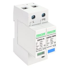   Tracon Uc:275/255V; In:40kA; Imax:70kA; Up:1,7/1,5kV; 1+1P ESPD2-70-1+1P T2 AC típusú túlfeszültség levezető, cserélhető betéttel 5997374222600