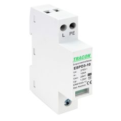   Tracon Uc:275V; In:10kA; Uoc:20kV; Up:1,2kV; 1+1P ESPD3-10-1+1P T3 AC típusú túlfeszültség levezető, egybeépített 5997374222747