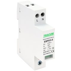   Tracon Uc:275V; In:5kA; Uoc:10kV; Up:1,2kV; 2P ESPD3-5-2P T3 AC típusú túlfeszültség levezető, egybeépített 5997374222785