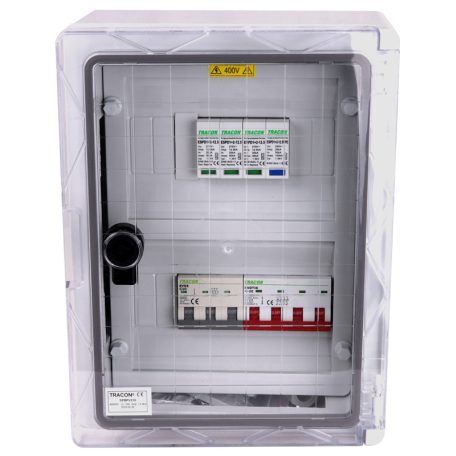 Tracon 330×250×130mm,IP65,IK10,AC1+2, 400V, In:10A, Iimp:12.5kA, SPBPV310 Túlfeszültség-védelmi doboz fotovoltaikus rendszerekhez 5997374228275
