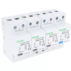   Tracon Uc:385V; Iimp:50kA; In:50kA; Imax:160kA; Up:2,5kV; 4P ESPD1+2-50-4P T1+T2 AC típusú túlfeszültséglevezető, egybeépített 5997374222457