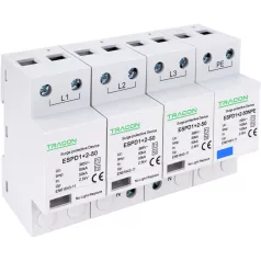   Tracon Uc:385V; Iimp:50/100kA; In:50/100kA; Up:2,5kV; 3+1P ESPD1+2-50-3+1P T1+T2 AC típusú túlfeszültséglevezető, egybeépített 5997374222433