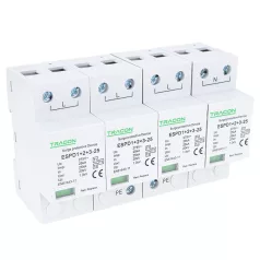   Tracon Uc:275V; Iimp:25kA; In:25kA; Uoc:20kV; Up:1,3kV; 4P ESPD1+2+3-25-4P T1+T2+T3 AC típusú túlfeszültség levezető, egybeépített 5997374222310