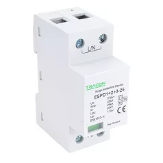   Tracon Uc:275V; Iimp:25kA; In:25kA; Uoc:20kV; Up:1,3kV; 1P ESPD1+2+3-25-1P T1+T2+T3 AC típusú túlfeszültség levezető, egybeépített 5997374222273