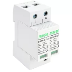   Tracon Uc:275V; Iimp:12,5kA; In:20kA; Imax:50kA; Up:1,3kV; 2P ESPD1+2-12.5-2P T1+T2 AC típusú túlfeszültséglevezető, cserélhető betéttel 5997374222341