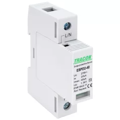   Tracon Uc:275V; In:20kA; Imax:40kA; Up:1,3kV; 1P ESPD2-40-1P T2 AC típusú túlfeszültség levezető, cserélhető betéttel 5997374222532