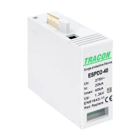 Tracon Uc:275V, In:20kA, Imax:40kA, Up:1,3kV ESPD2-40MO T2 AC típusú túlfeszültség levezető betét 40 M 5997374233767