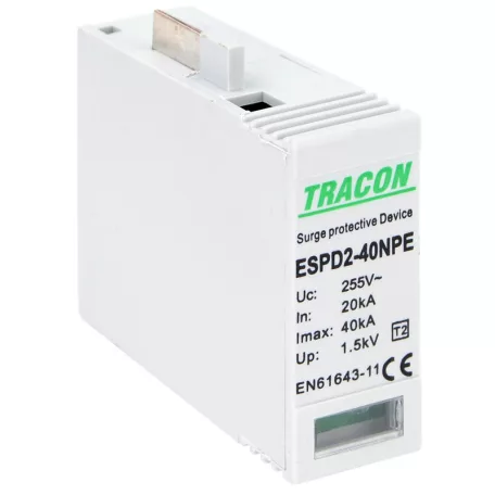 Tracon Uc:275/255V; In:20kA; Imax:40kA; Up:1,3/1,5kV ESPD2-40NPE T2 AC típusú túlfeszültség levezető betét 40 NPE 5997374222594