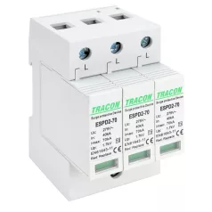   Tracon Uc:275V; In:40kA; Imax:70kA; Up:1,7kV; 3P ESPD2-70-3P T2 AC típusú túlfeszültség levezető, cserélhető betéttel 5997374222648