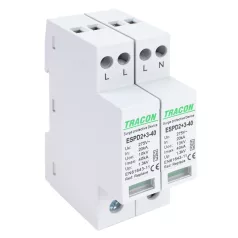  Tracon Uc:275V; In:20kA; Imax40kA; Uoc:10kV; Up:1,3kV; 4P ESPD2+3-40-4P T2+T3 AC típusú túlfeszültséglevezető, egybeépített 5997374222518
